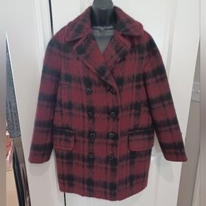 Coach Alpaca & Wool Blend Plaid Coat, M